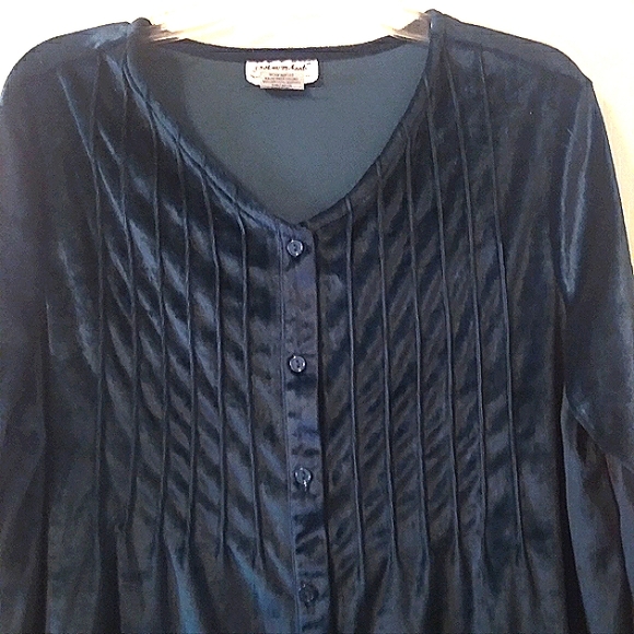 Y2K Vintage Velvety Christmas Green Tunic Top, Size: Large - Picture 2 of 8